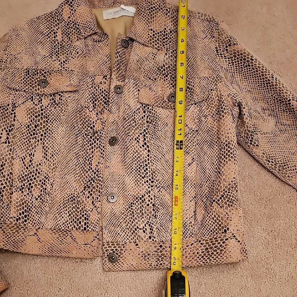 Liz Claiborne Tan Snake Print Jean Jacket - Picture 10 of 14